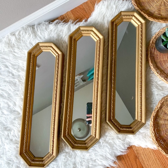 Vintage Other - Vintage MCM Gold Faux Brass Accent Mirrors (3)